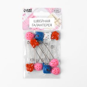 Булавка безопасная металл 6*1,5*0,4см животные (наб 10шт цена за наб) МИКС АУ 137881