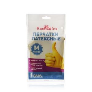 Перчатки латексные В каждый дом Размер M, 1 пара, эконом