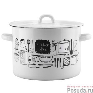 Кастрюля эмал цил Kitchen 4,5 л 01-1615/4М