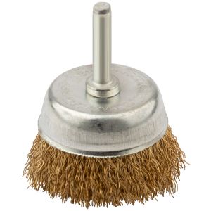 Корщетка тип чашка со штифтом стл.латун. волнистая проволка 65 мм. MOS