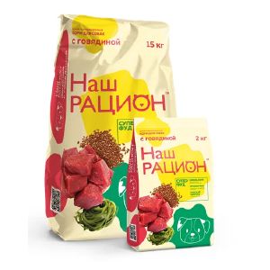 Сухой корм для взрослых собак Наш Рацион 15 кг Говядина