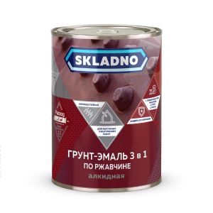 Грунт-эмаль по ржавчине 3 в 1 Skladno, 0,8 кг, красная