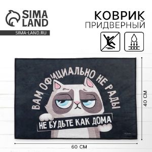Коврик придверный «Кот», 40 х 60 см      10541726