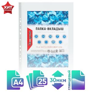 Файл-вкладыш А4 30мкм Calligrata глянцевый 25шт 3258534