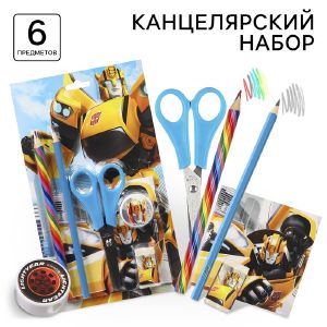 Набор канцелярский, блокнот, точилка, ластик, карандаш, ножницы, Трансформеры   9426355