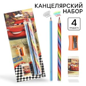 Набор канцелярский, точилка, ластик, карандаш, Тачки МИКС 9426345
