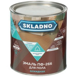 Эмаль ПФ-266 для пола Skladno, алкидная, глянцевая, 2,6 кг, желто-коричневая